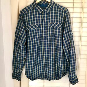 Columbia Men's Omni Shade Button Down Vented Shirt / Windbreaker M Blue / Yellow